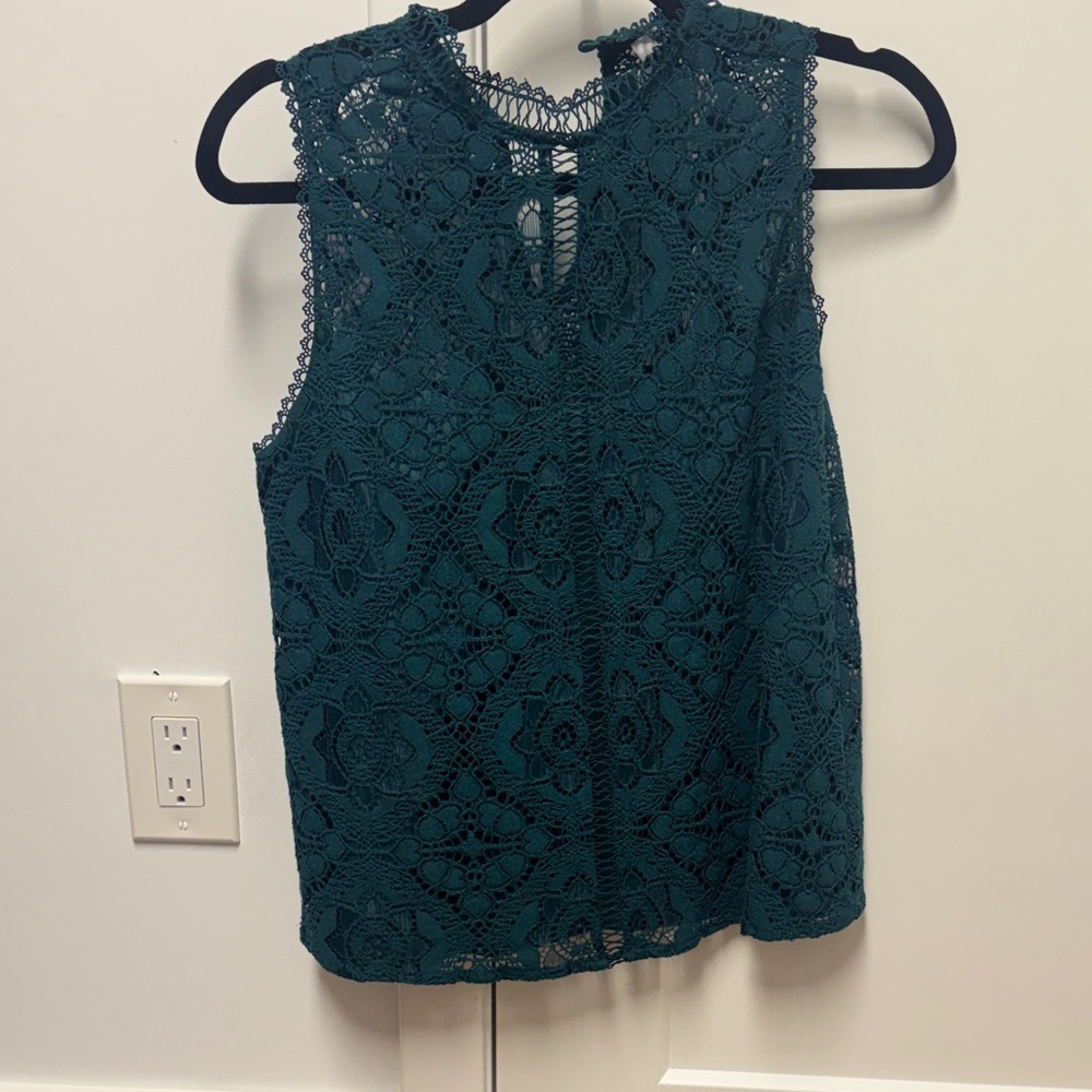 Elegant Lace Sleeveless Top - Teal
